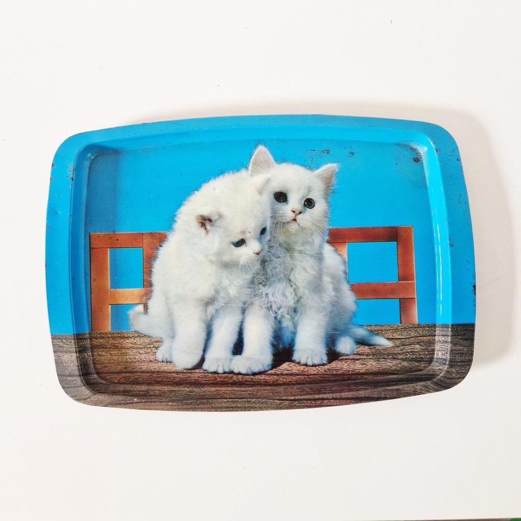 Vintage blikken dienblad met kittens poes kat erop jaren 50, Ophalen of Verzenden, Huis en Inrichting