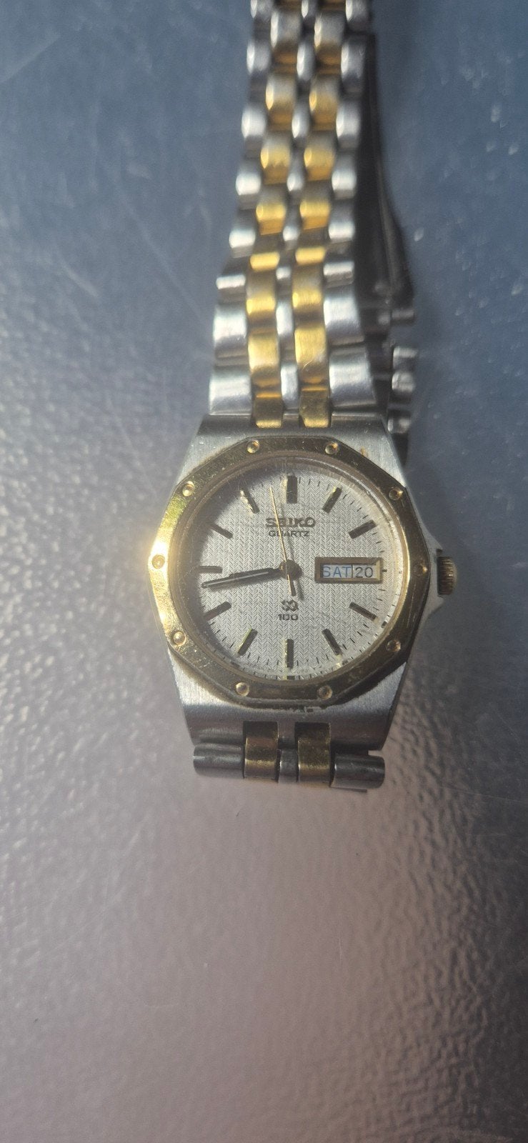 Seiko Quartz Horloge - Tweekleurig met Dag/Datum, Ophalen, Gebruikt, Staal, Polshorloge