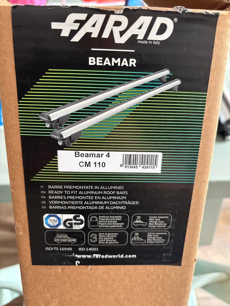 Farad Beamar 4 dakdragers 110 cm voor dichte dakrails, Auto diversen, Dakdragers, Ophalen of Verzenden, Zo goed als nieuw