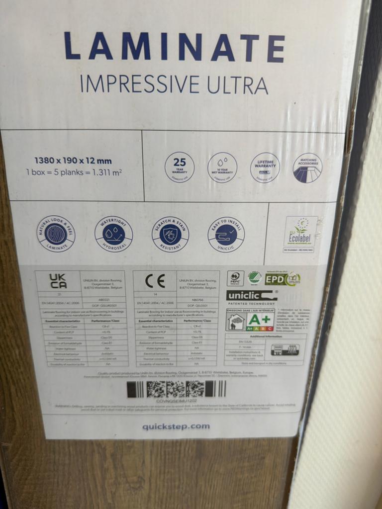 Quick-Step Laminaat Impressive Ultra - 3x1.311 m² per doos, Ophalen, Nieuw, Minder dan 5 m², 10 tot 30 cm