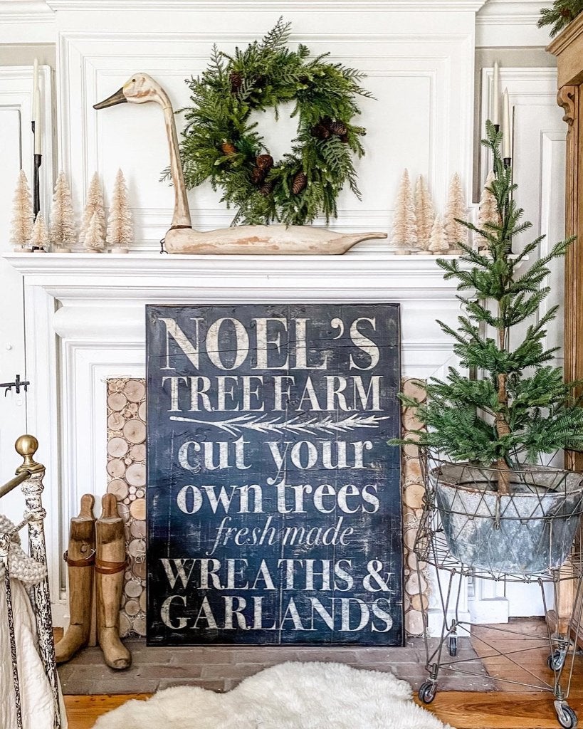 Handgeschilderd Kerst bord / Noël / Christmas / decoratie, Huis en Inrichting, Woonaccessoires | Wanddecoraties, 35 cm, 62 cm