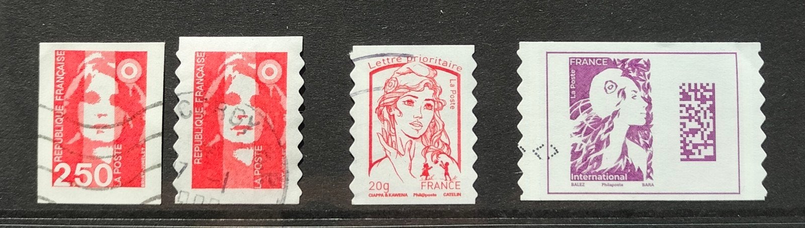 Frankrijk Marianne gestempelde zelfklevers, Verzenden, Gestempeld