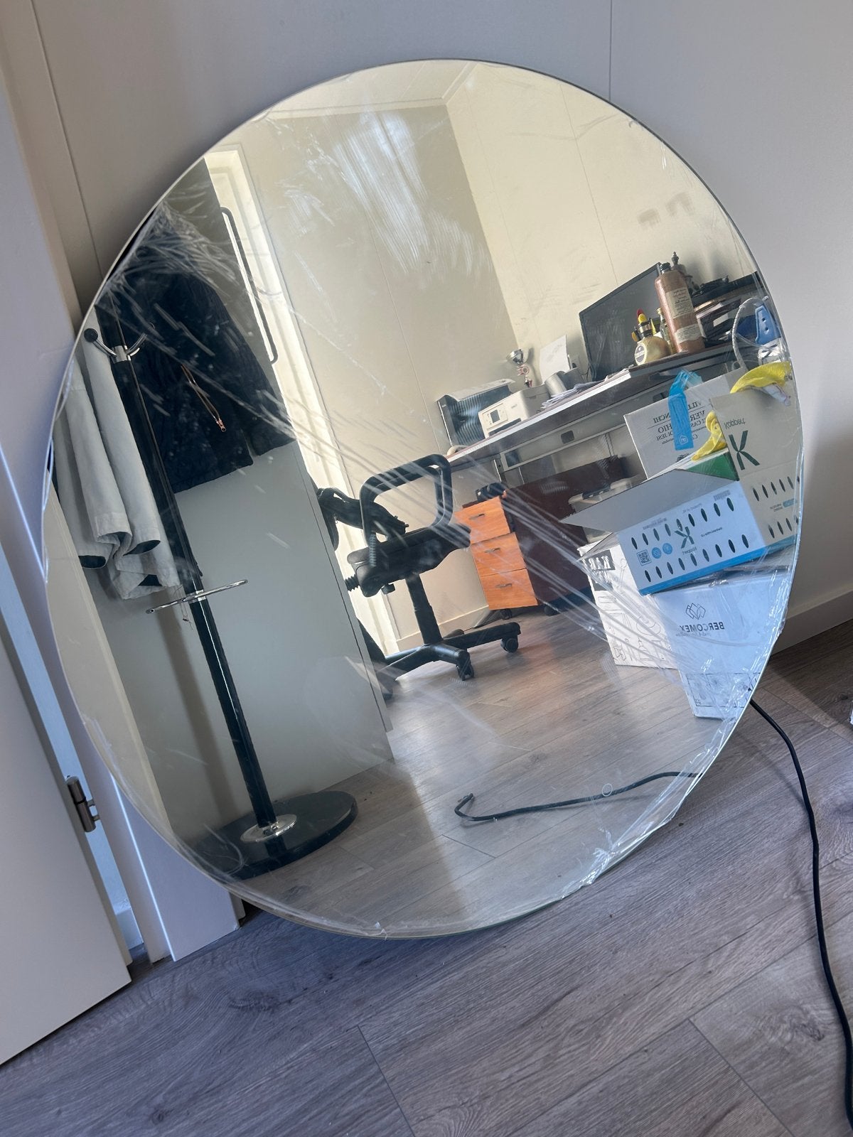 Nieuwe Badkamerspiegel 100cm met Verlichting & Anticondens, Ophalen, Rond, Nieuw, 75 tot 100 cm