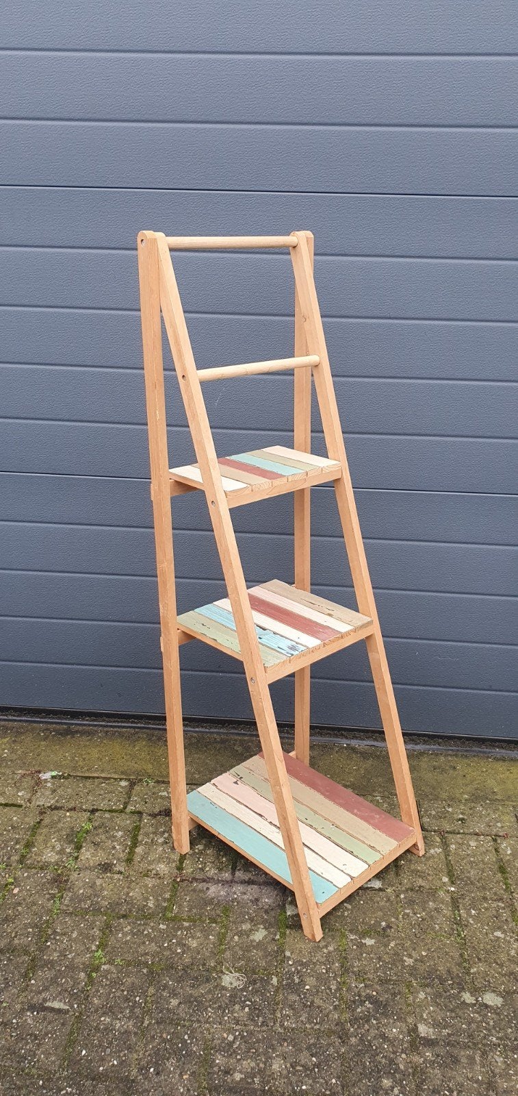 Houten decoratieve ladder met planken, Ophalen, Gebruikt, Meerkleurig, Vintage