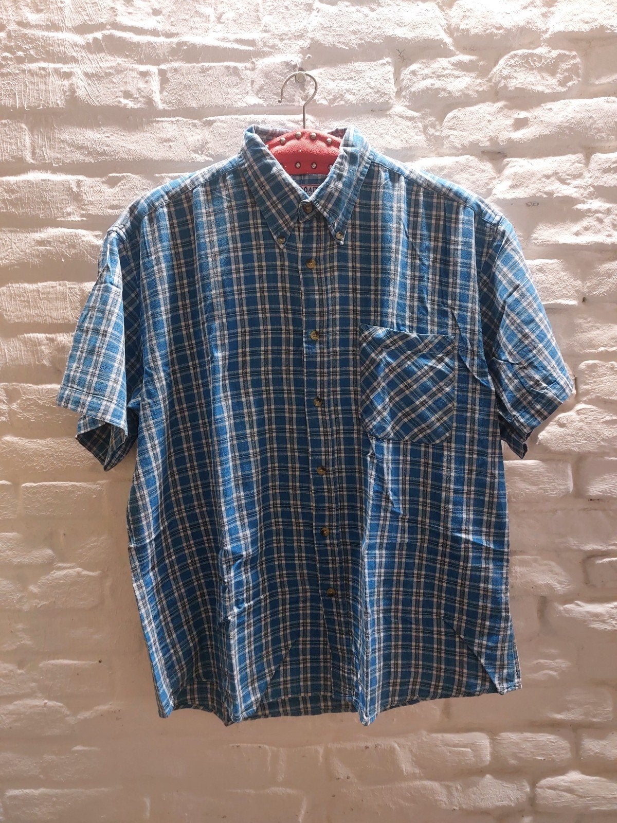 Heren overhemd met korte mouwen, geruit, New Roads, Kleding | Heren, Zo goed als nieuw, Halswijdte 41/42 (L), New Roads, Verzenden