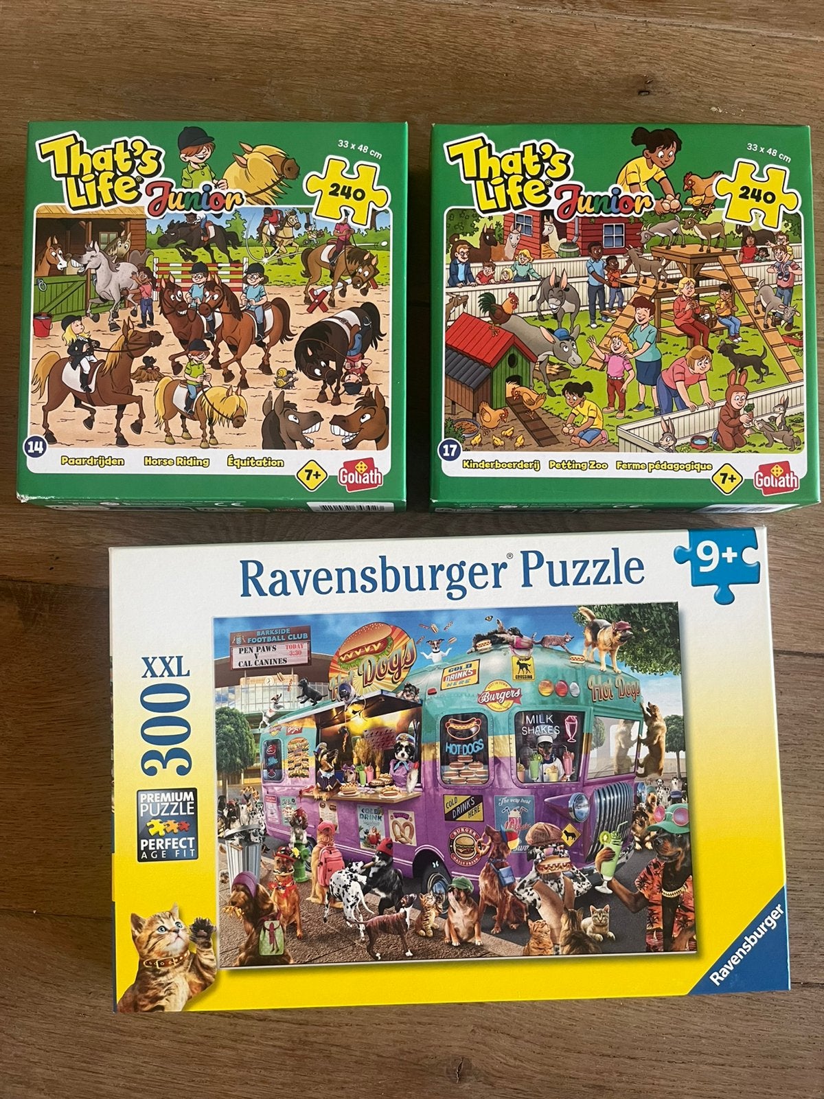 Drie junior legpuzzels, Ophalen, Minder dan 500 stukjes, Nieuw, Legpuzzel