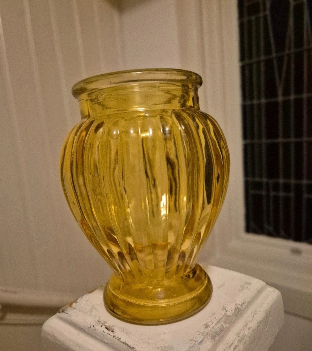 Gele glazen vaas, Ophalen of Verzenden, Geel, Glas