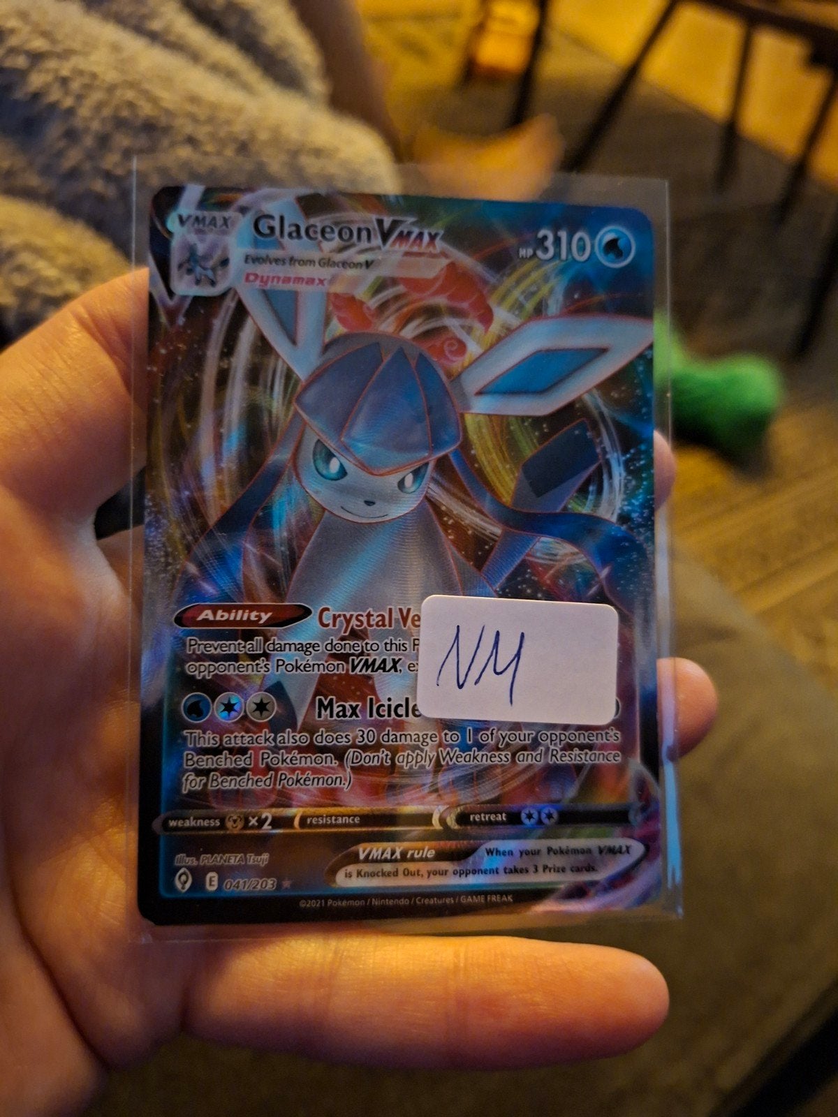 Glaceon VMAX Pokémon Kaart - Evolving skies, Ophalen of Verzenden, Zo goed als nieuw, Losse kaart