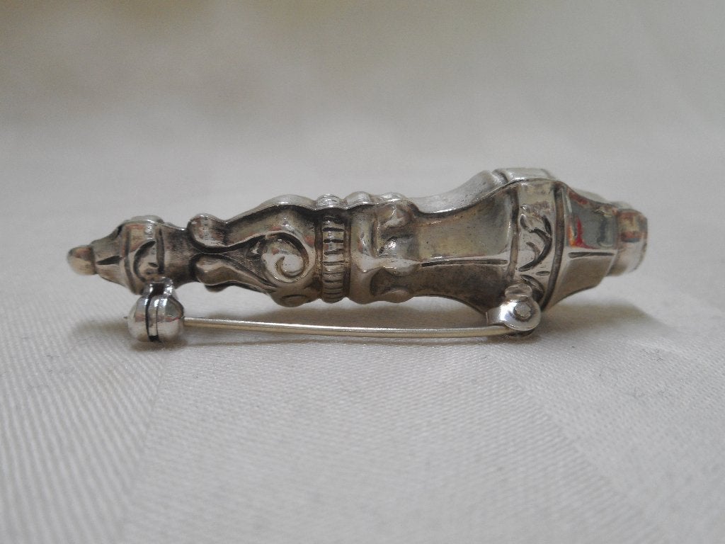Zilveren broche brei dop nr.097, 4 tot 7 cm, Verzenden, Zo goed als nieuw, Zilver