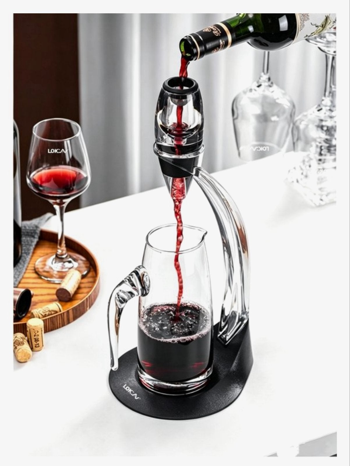 Magic Decanter Deluxe Aerator Set - Wijn Beluchter, Overige typen, Kunststof, Ophalen of Verzenden, Zo goed als nieuw