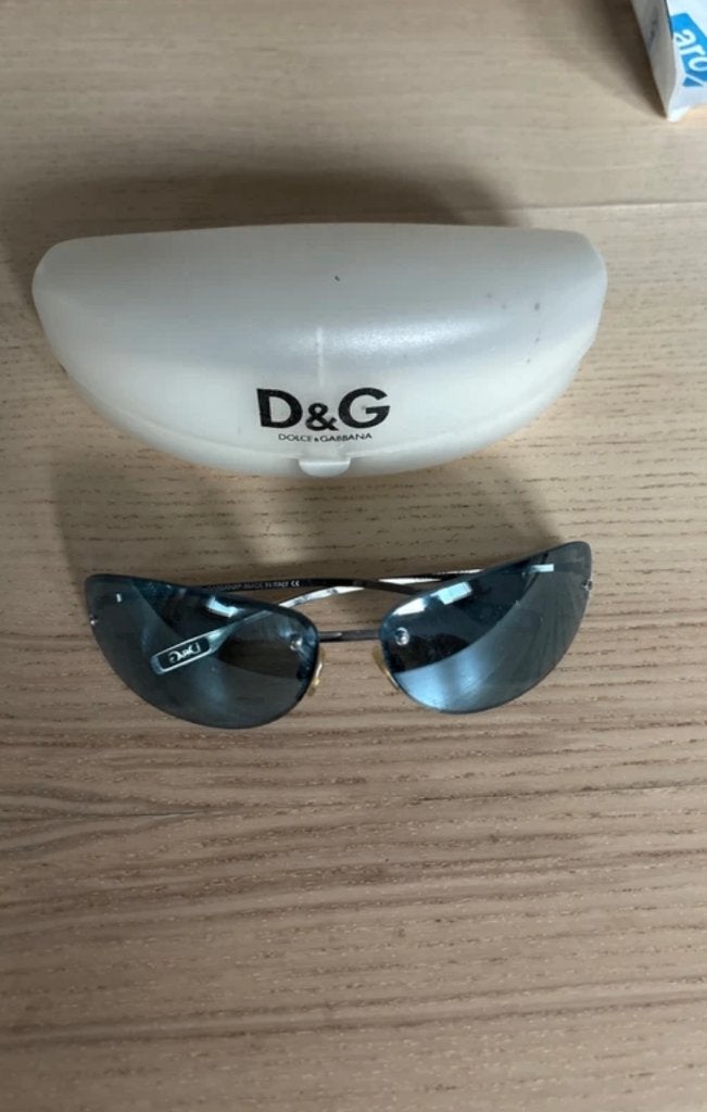 Vintage D&G 2122 G25 Sunglasses with Case, Zonnebril, Blauw, Zo goed als nieuw, Ophalen