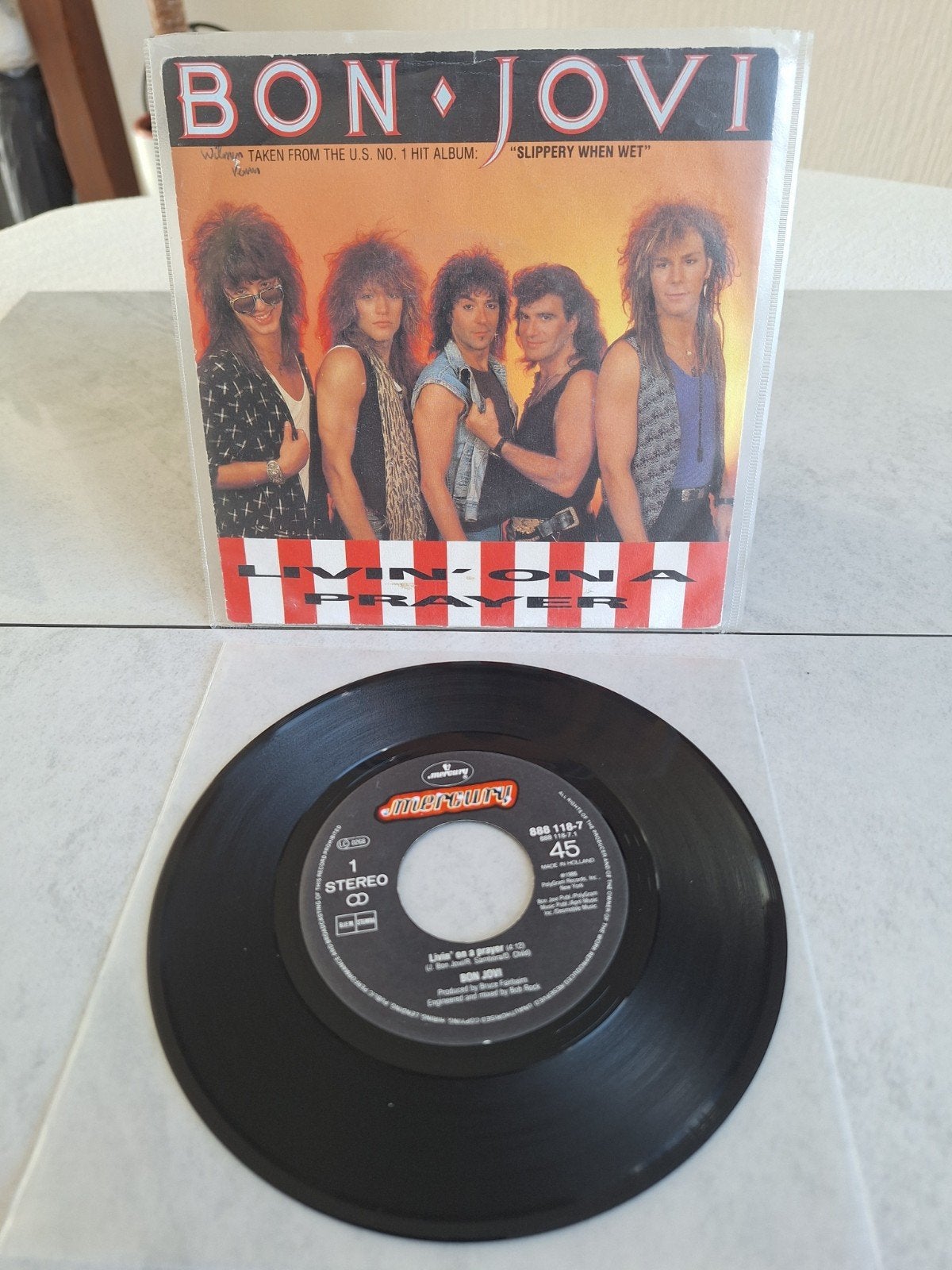 Single van  BON JOVI // LIVIN' ON A PRAYER...uit 1986, Cd's en Dvd's, Ophalen of Verzenden