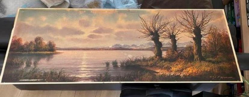 Schilderij: Landschap met water en bomen, Ophalen