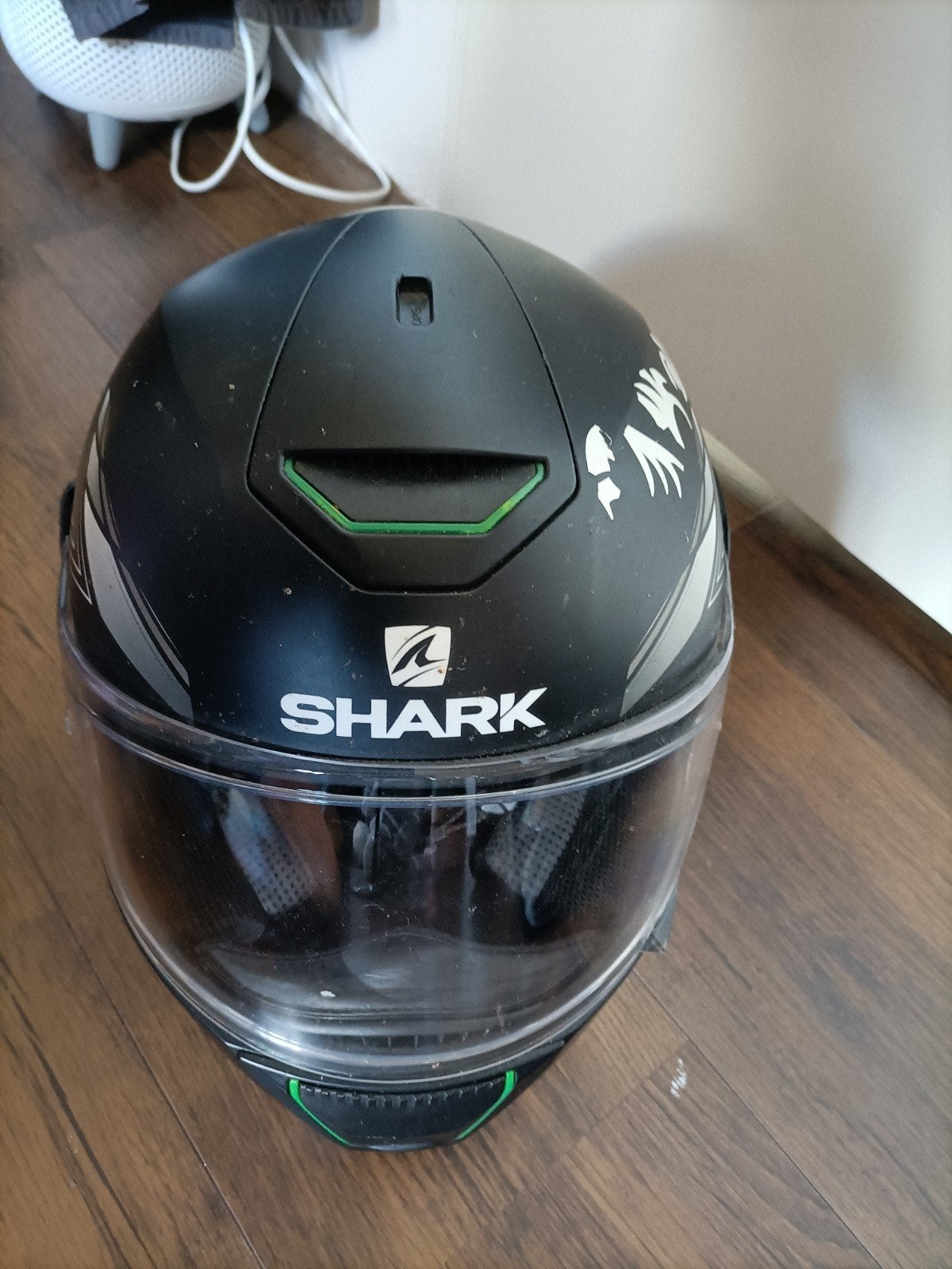 Shark integraalhelm - Zwart met groene accenten, Motoren, Kleding | Motorhelmen, Ophalen, Heren, Shark, Integraalhelm