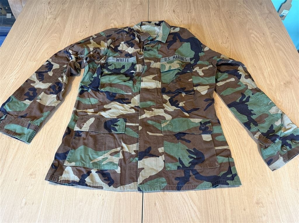 US Marines Heren BDU Woodland Camo Jas - Medium Long, Ophalen of Verzenden, Zo goed als nieuw, Maat 48/50 (M), Groen