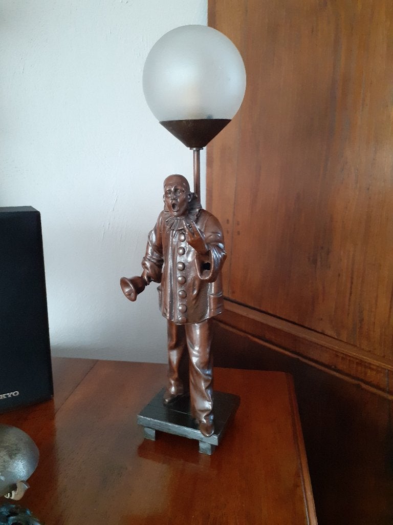 Art deco jaren '20 lamp, clown, originele stekker en draad, Ophalen of Verzenden