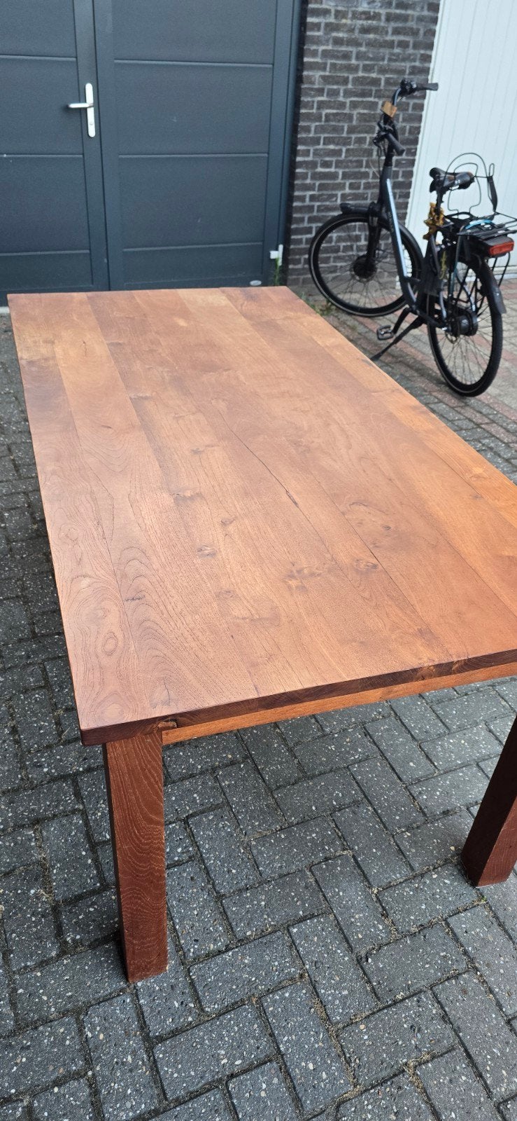 Robuuste teakhouten eettafel, Ophalen, Gebruikt, Rustiek, Teakhout
