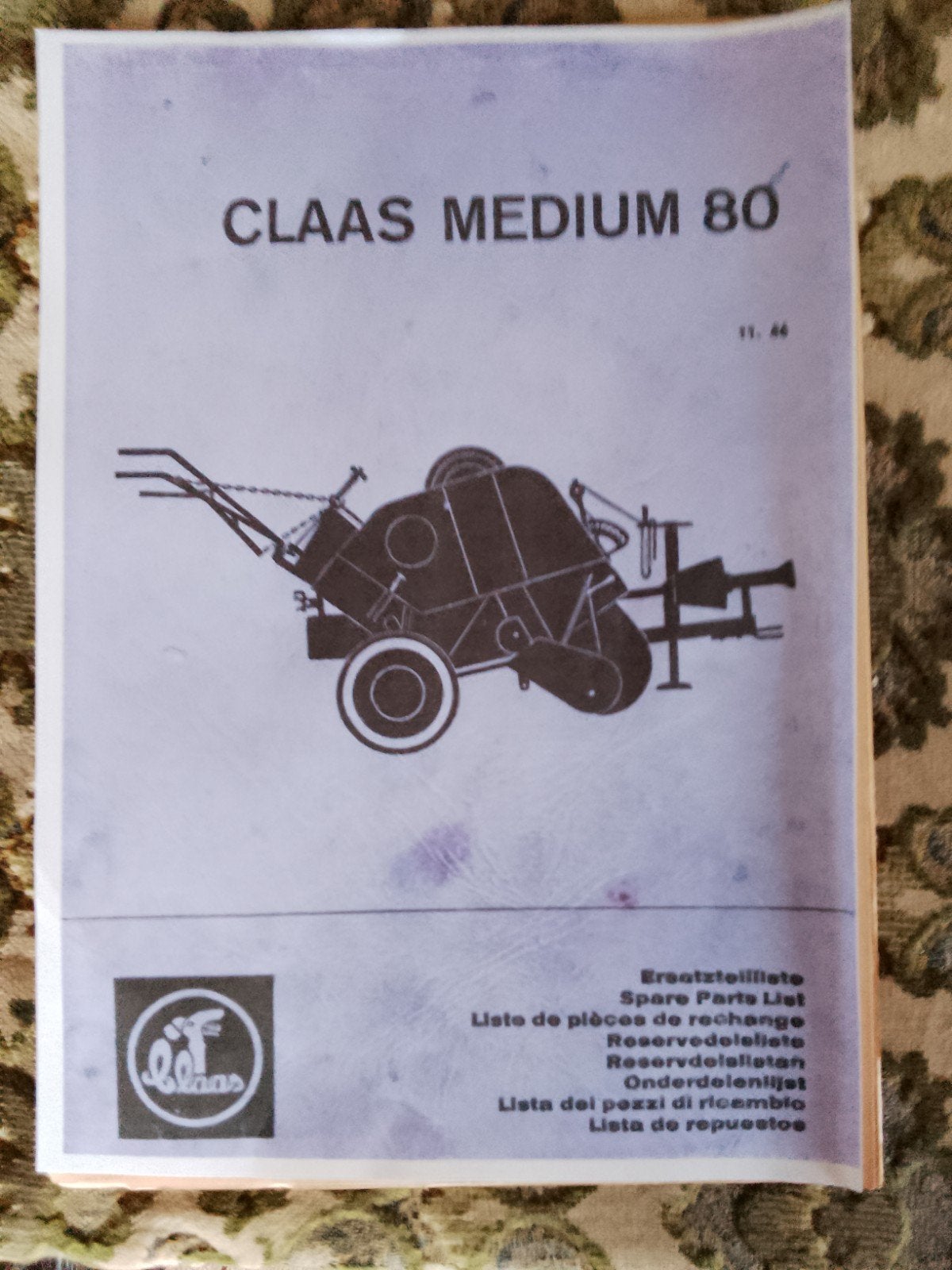 Claas Medium 80 Onderdelenlijst, Ophalen of Verzenden