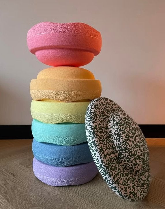 Stapelstein stenen pastel + balanceboard TE HUUR, Ophalen, Zo goed als nieuw, Bouwen
