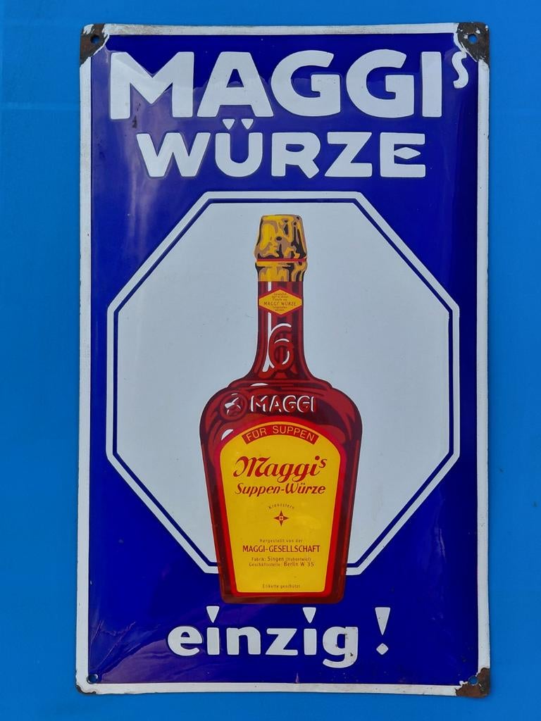 Maggi bord Emaille, Verzamelen, Merken en Reclamevoorwerpen, Ophalen of Verzenden, Gebruikt, Reclamebord