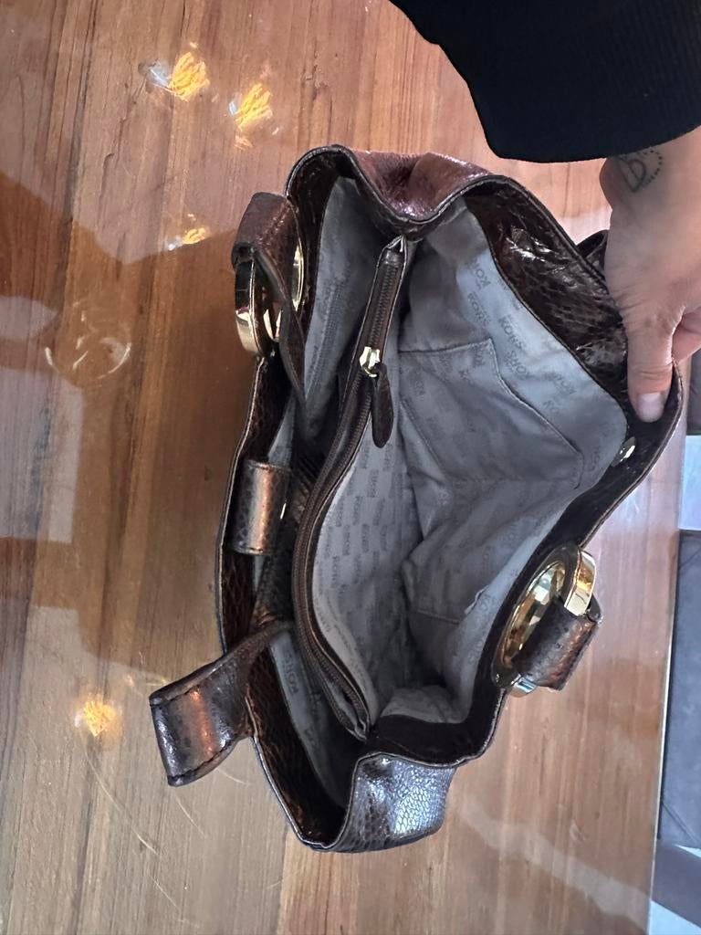 Michael Kors tas met slangenprint, Ophalen of Verzenden, Gebruikt, Bruin, Handtas