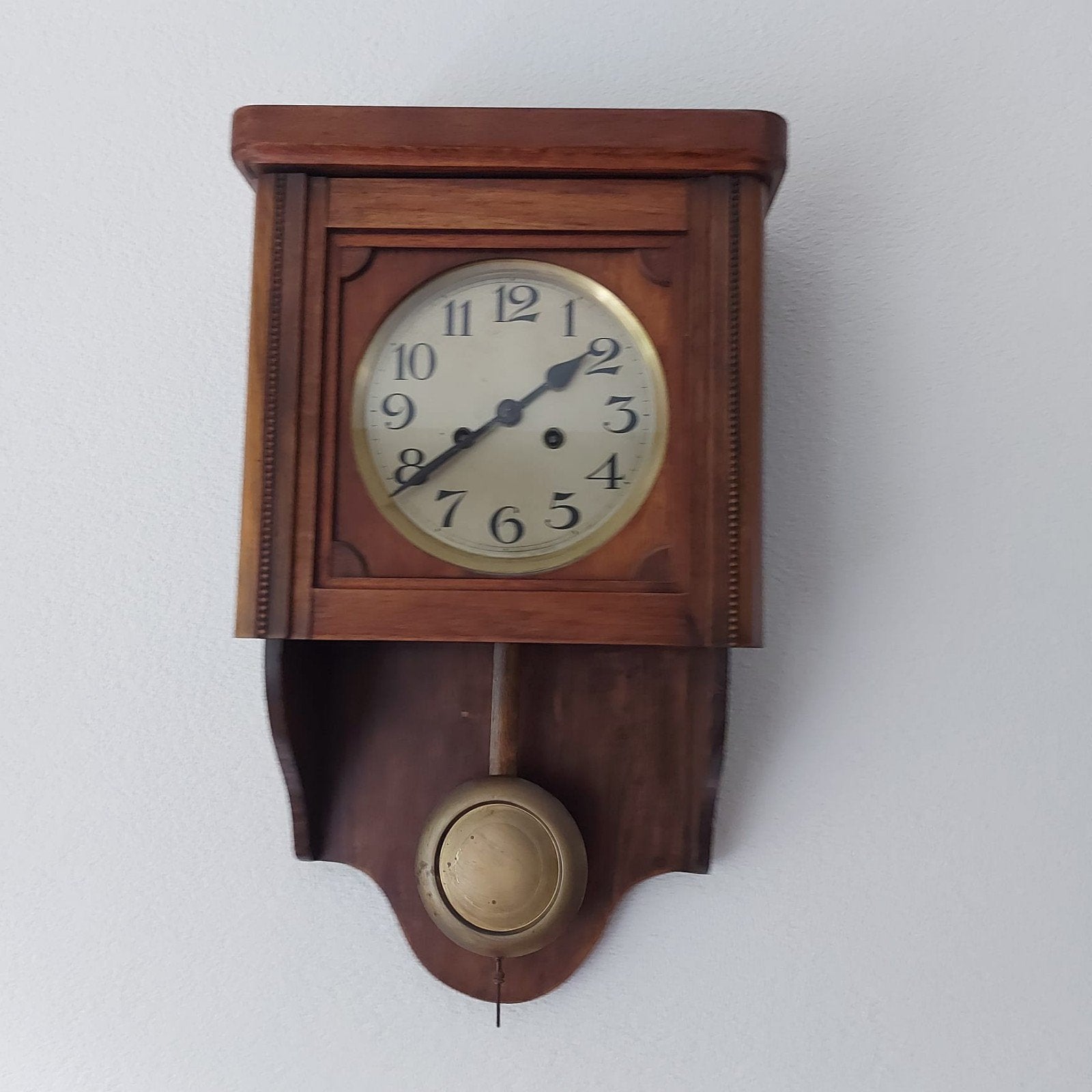 Antieke houten wandklok met slinger, Antiek en Kunst, Ophalen