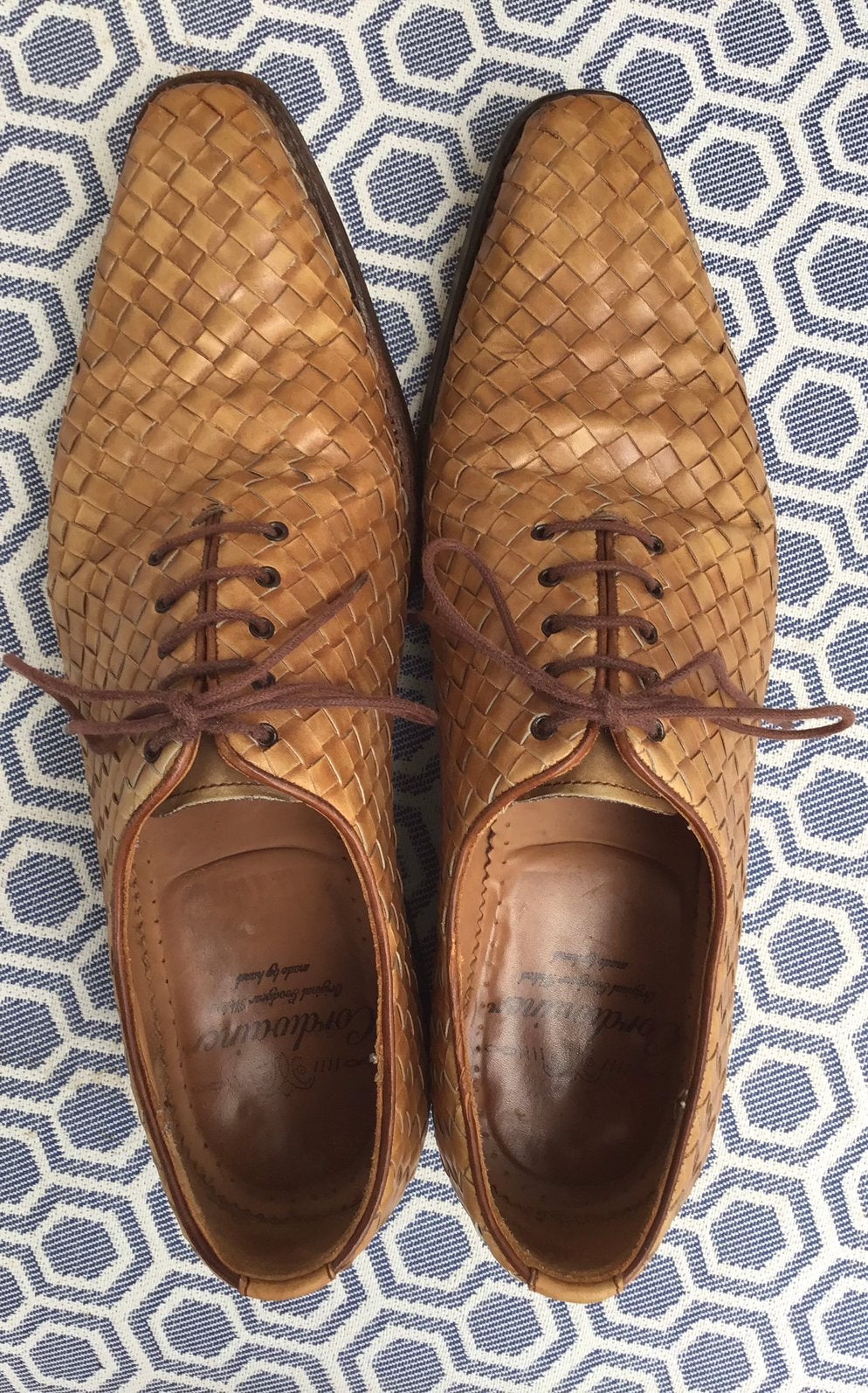 Cordwainer gevlochten cognackleur-veterschoenen, maat 7 1/2, Kleding | Heren, Ophalen of Verzenden, Zo goed als nieuw, Bruin, Veterschoenen