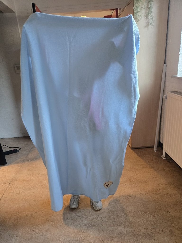Fleece deken licht blauw, Ophalen, Gebruikt, Blauw, Deken
