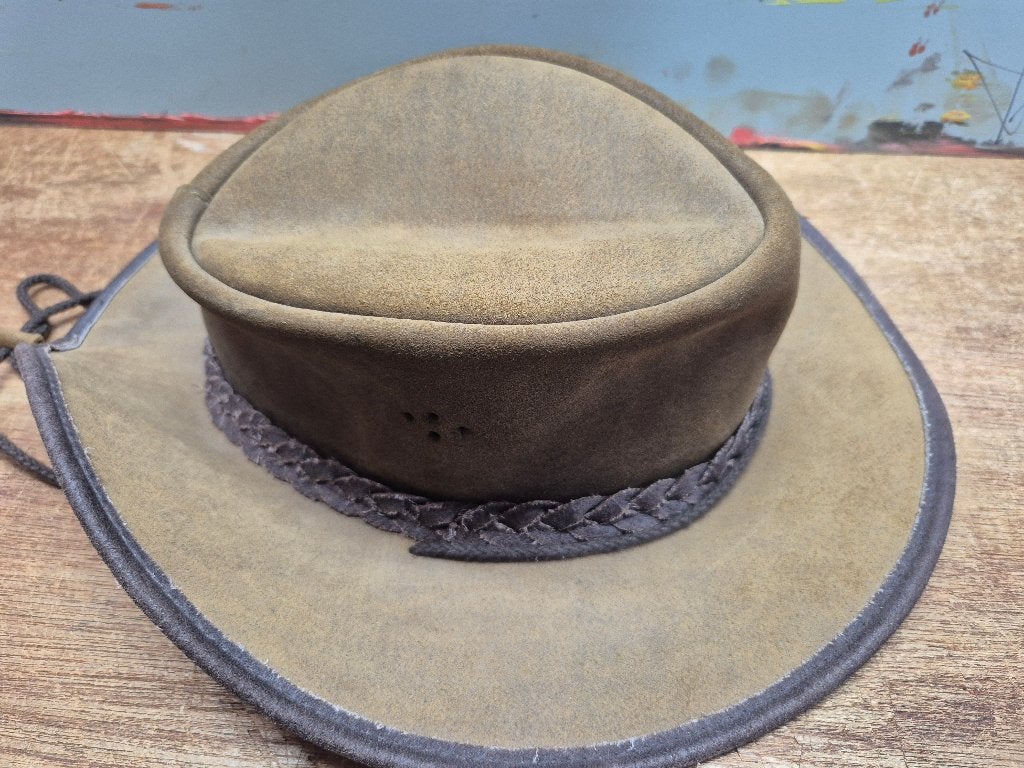 Leren Aussie Bush hat. Maat large Top!, Ophalen, Zo goed als nieuw, 58 of 59 cm (L, 7¼ of ⅜ inch), Hoed