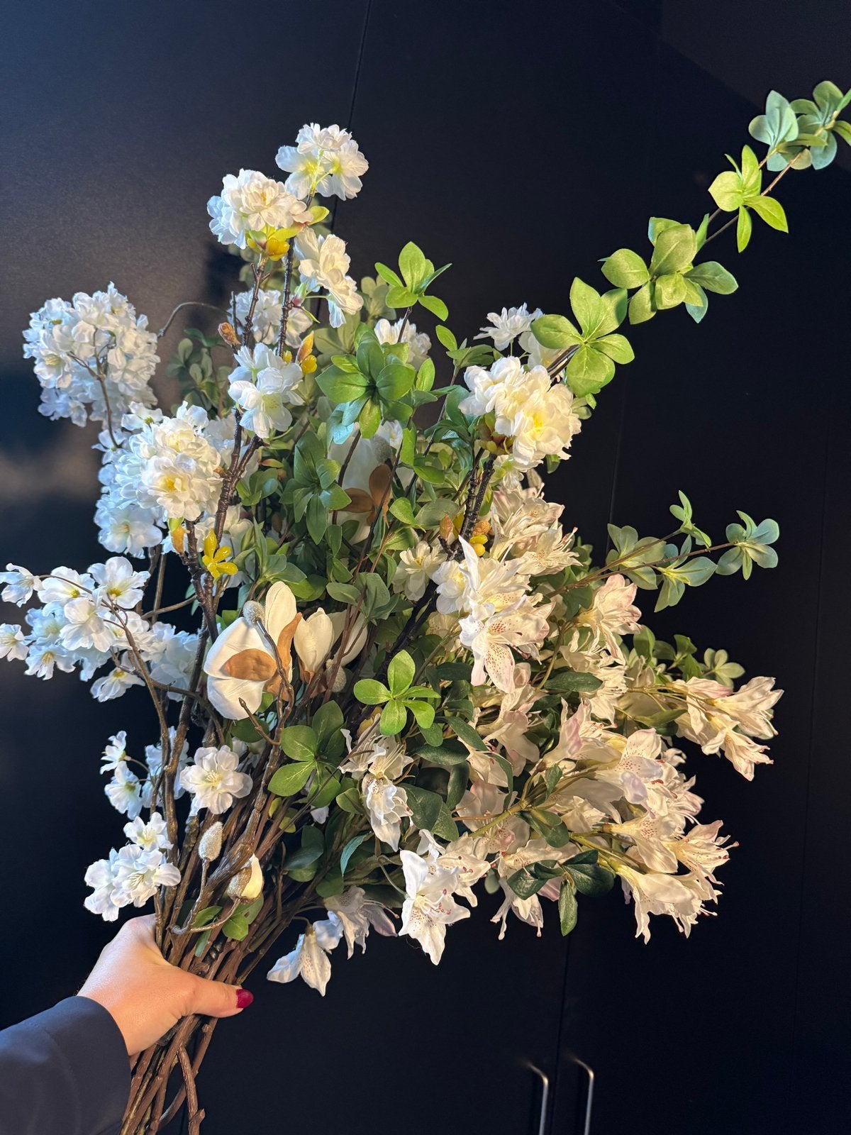 XL Zijden Boeket Gemengd Wit - Kunstbloemen, Binnen, Ophalen of Verzenden, Wit, Boeket
