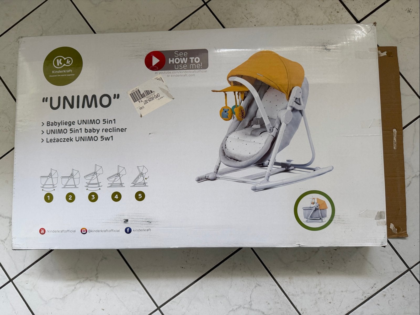 Kinderkraft Unimo 5-in-1 Babybedje/Wieg/Stoel/Schommel, Ophalen of Verzenden, Nieuw, Reisbedje
