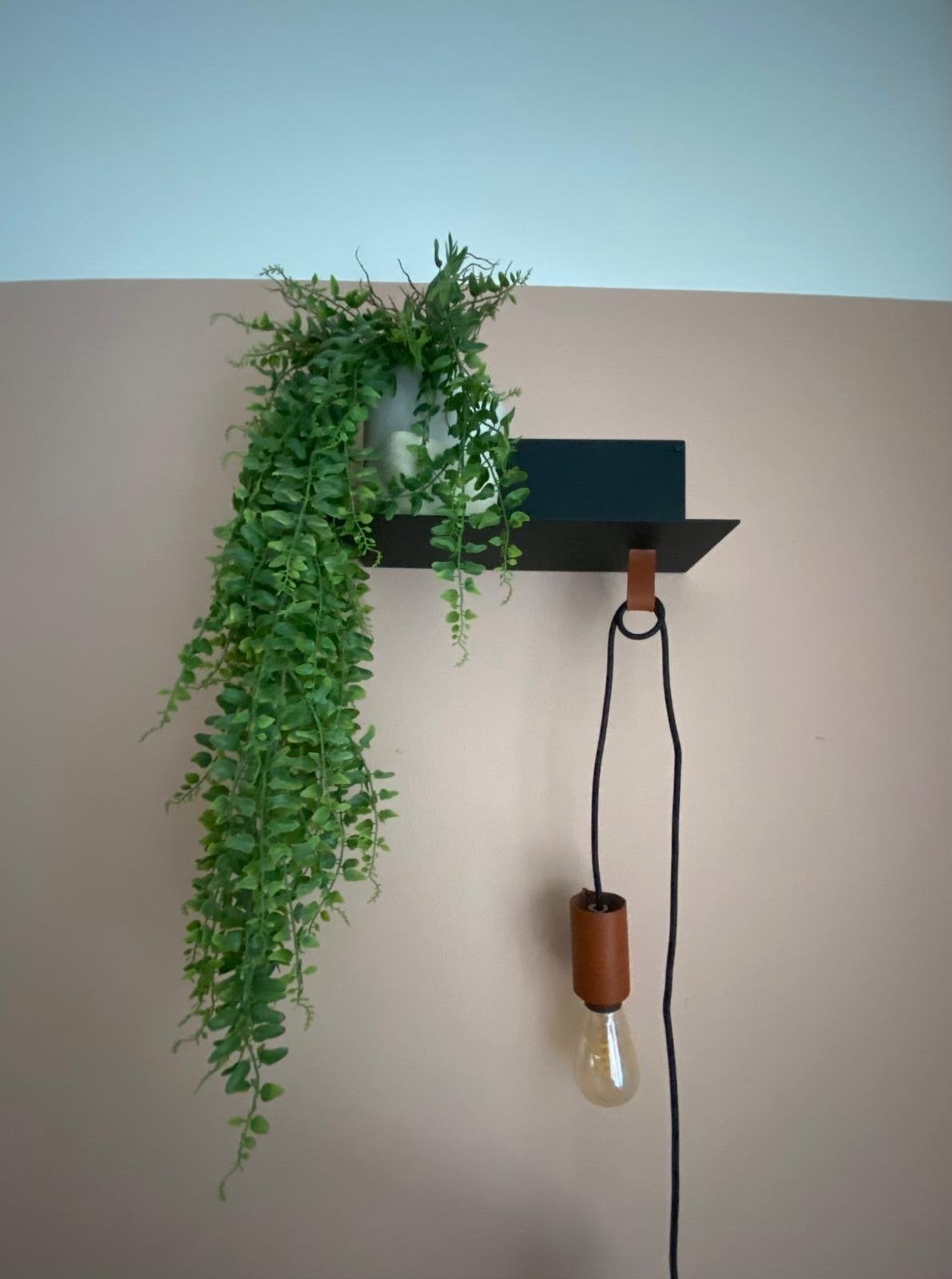 Wandlamp met leren details - Loods 5, Ophalen of Verzenden, Zo goed als nieuw, Metaal