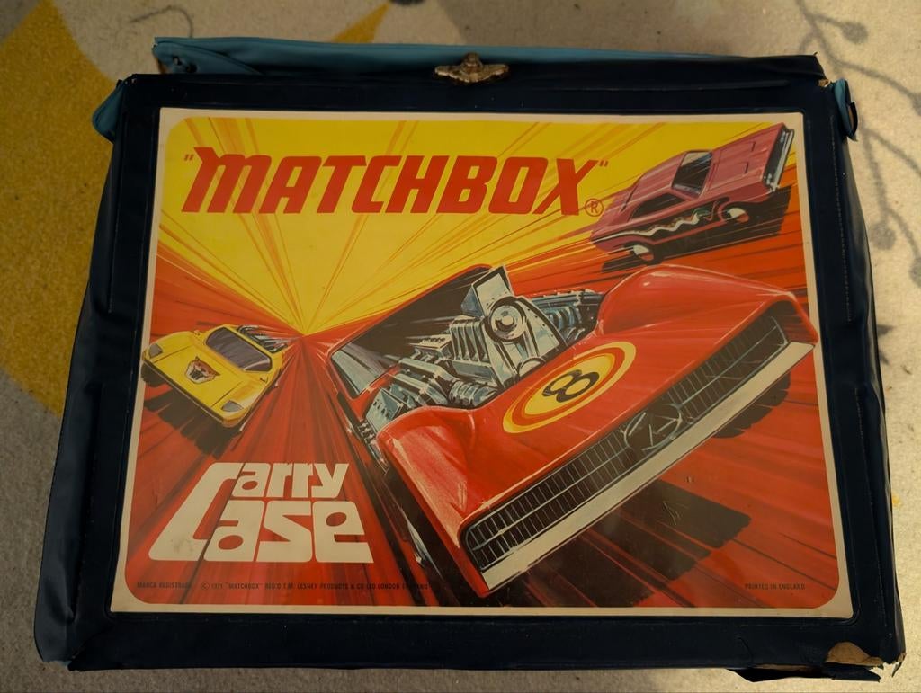 Vintage Matchbox Carry Case met 48 auto's, Hobby en Vrije tijd, Overige Hobby en Vrije tijd, Gebruikt, Ophalen of Verzenden