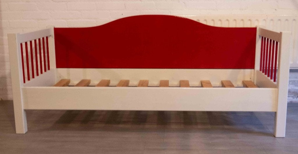 kinderbed 150 x 70 Rood / wit, Ophalen, Gebruikt, 70 tot 85 cm, 140 tot 160 cm