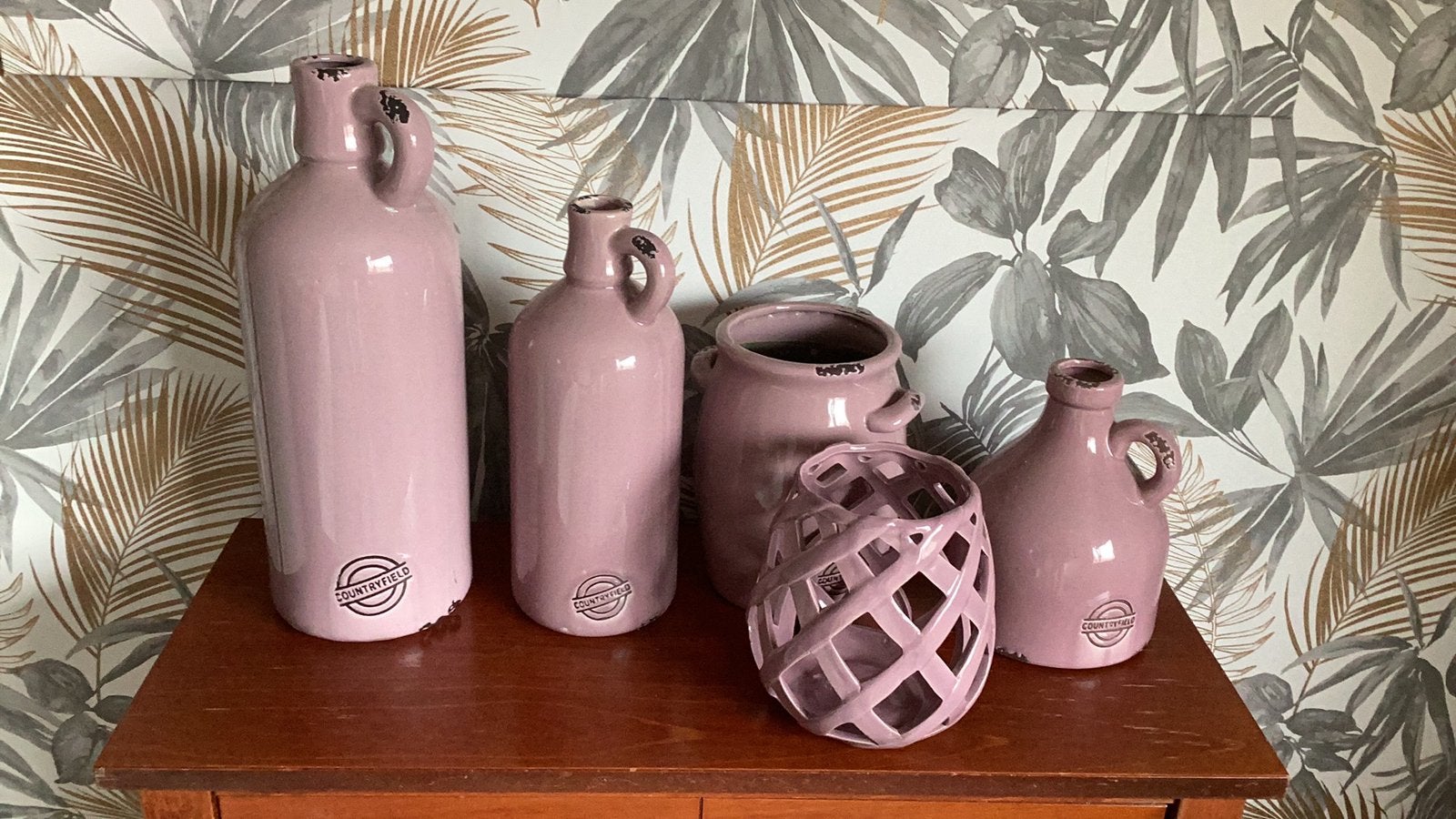 Te koop: set kruiken/vazen. Roze van kleur, Huis en Inrichting, Ophalen, Zo goed als nieuw, Roze
