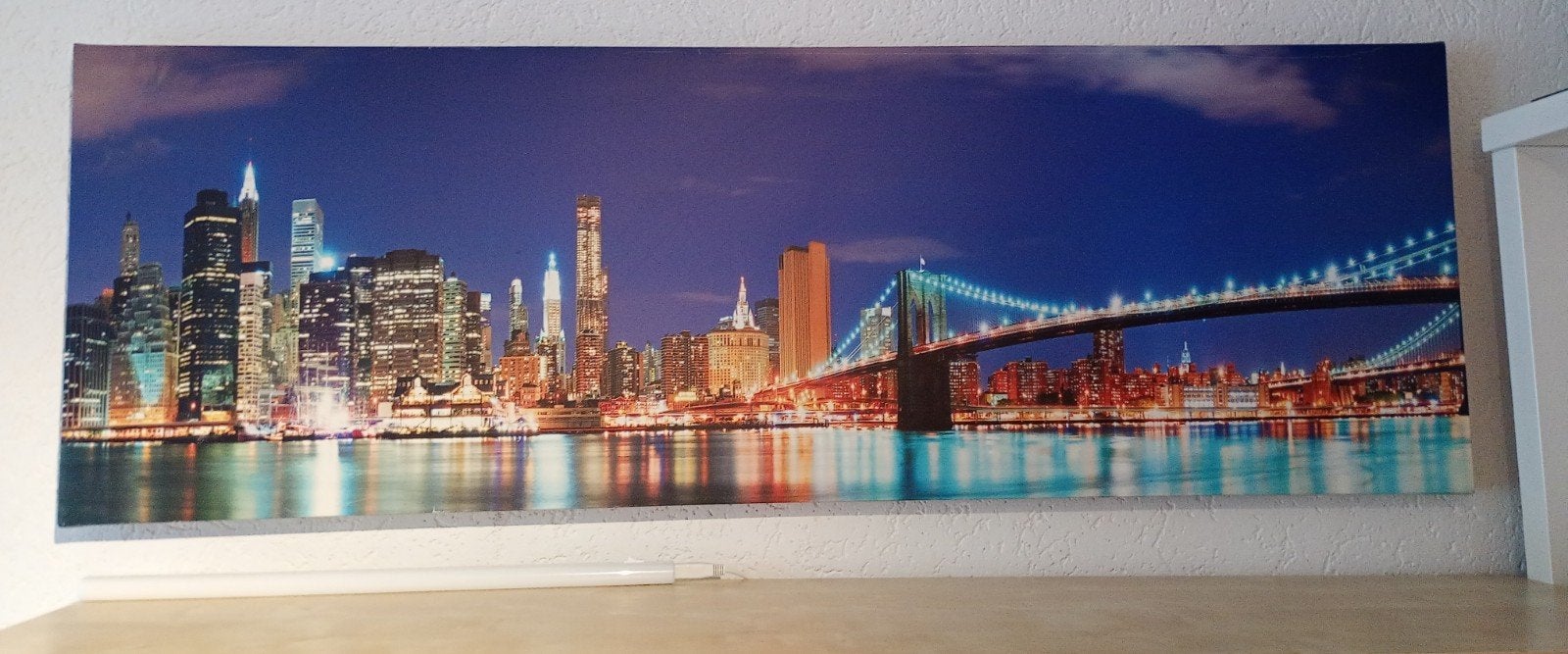 Schilderij New York Skyline Brooklyn canvas 150 x50 cm MOOI, Ophalen, Zo goed als nieuw, 125 cm of meer, Schilderij