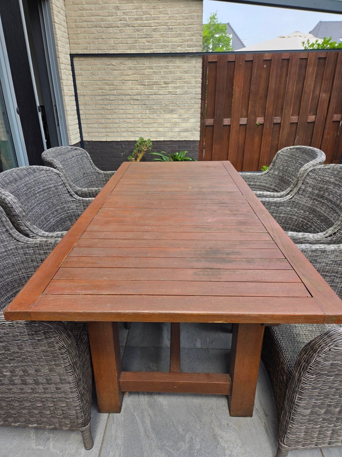 Bois Le Duc tuintafel met 6 stoelen, Tuin en Terras, Ophalen of Verzenden, Gebruikt, Rechthoekig, Hout