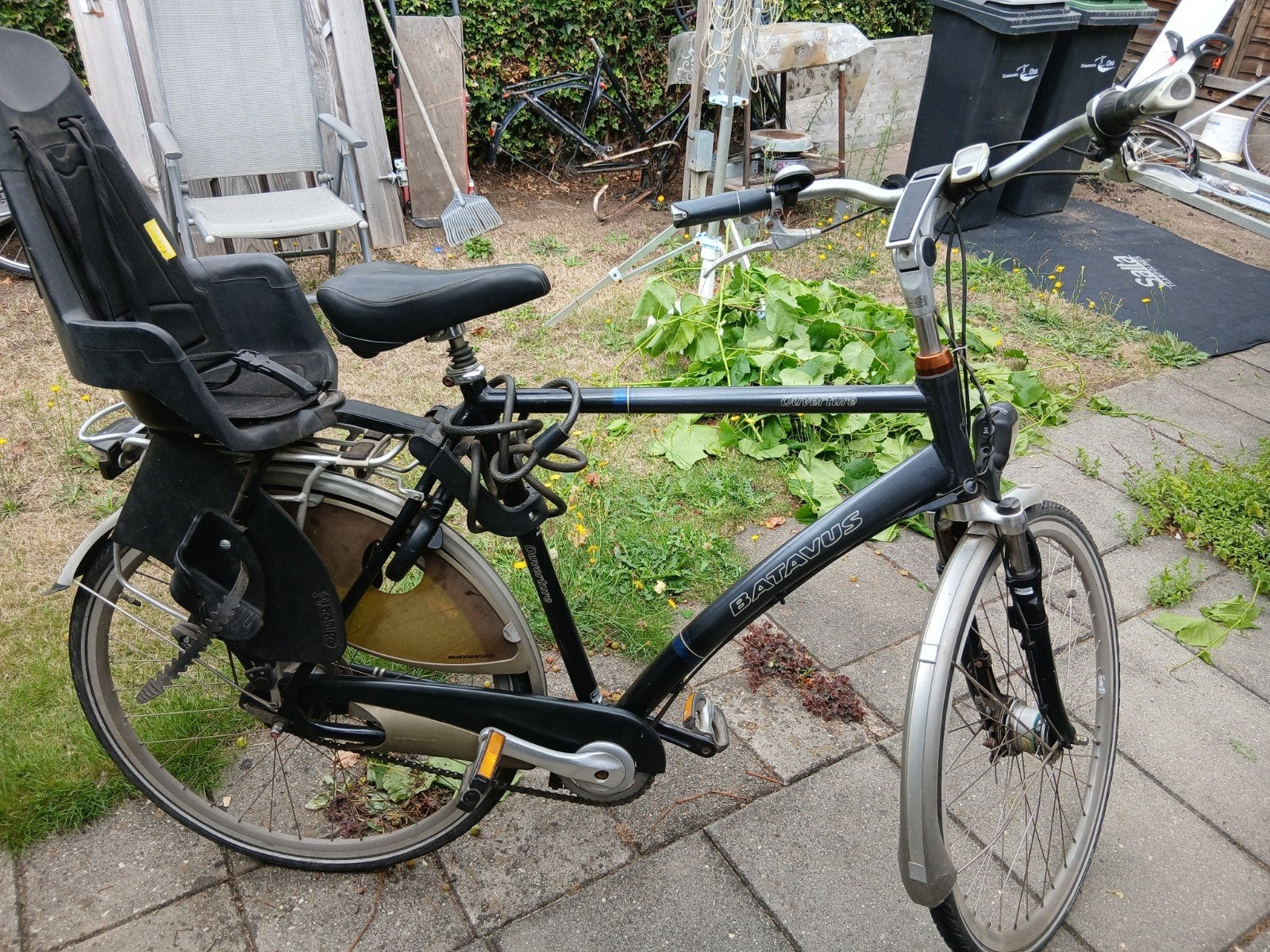 Batavus herenfiets met kinderstoel, Fietsen en Brommers, Ophalen, Versnellingen, Batavus, Zo goed als nieuw