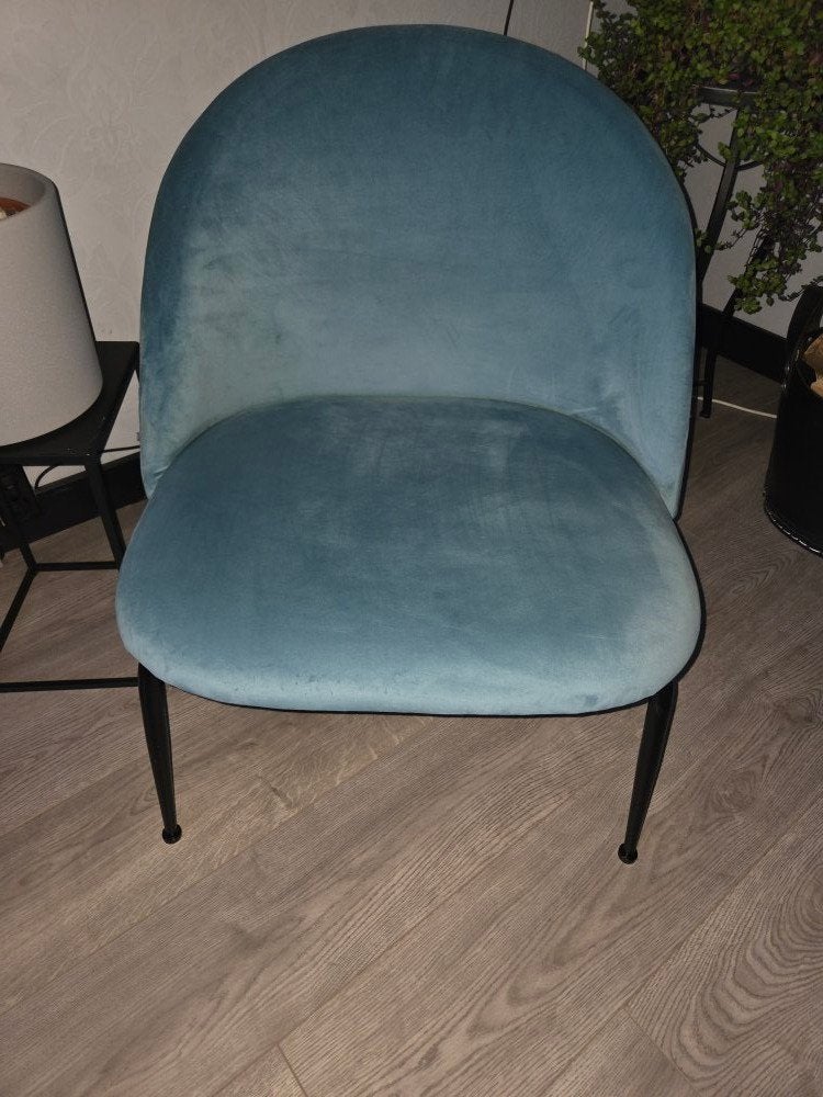 Petrol blauwe fauteuil, Ophalen, Zo goed als nieuw, Blauw, Eén