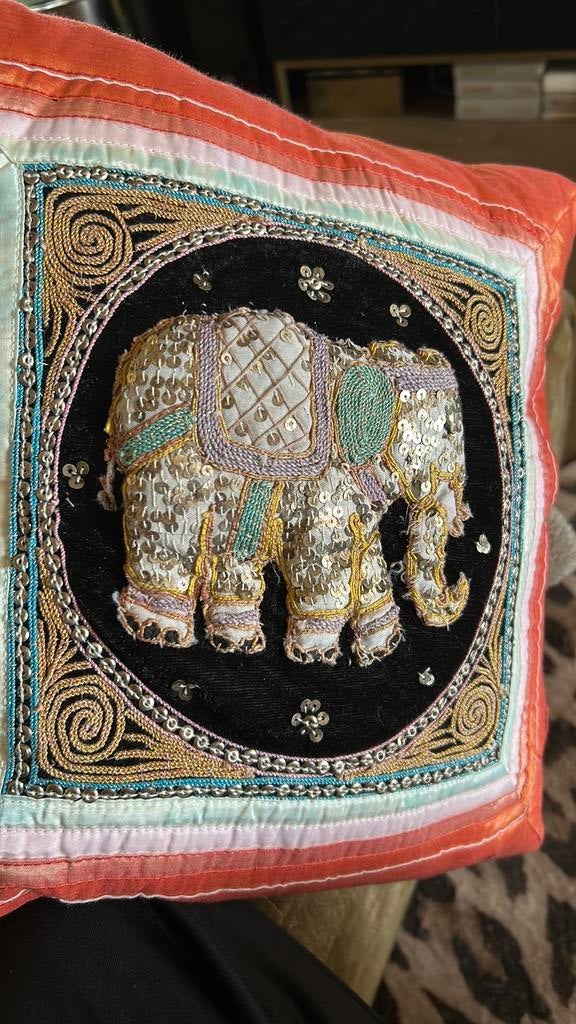 Birmees vintage Kalaga olifanten kussen, Ophalen of Verzenden