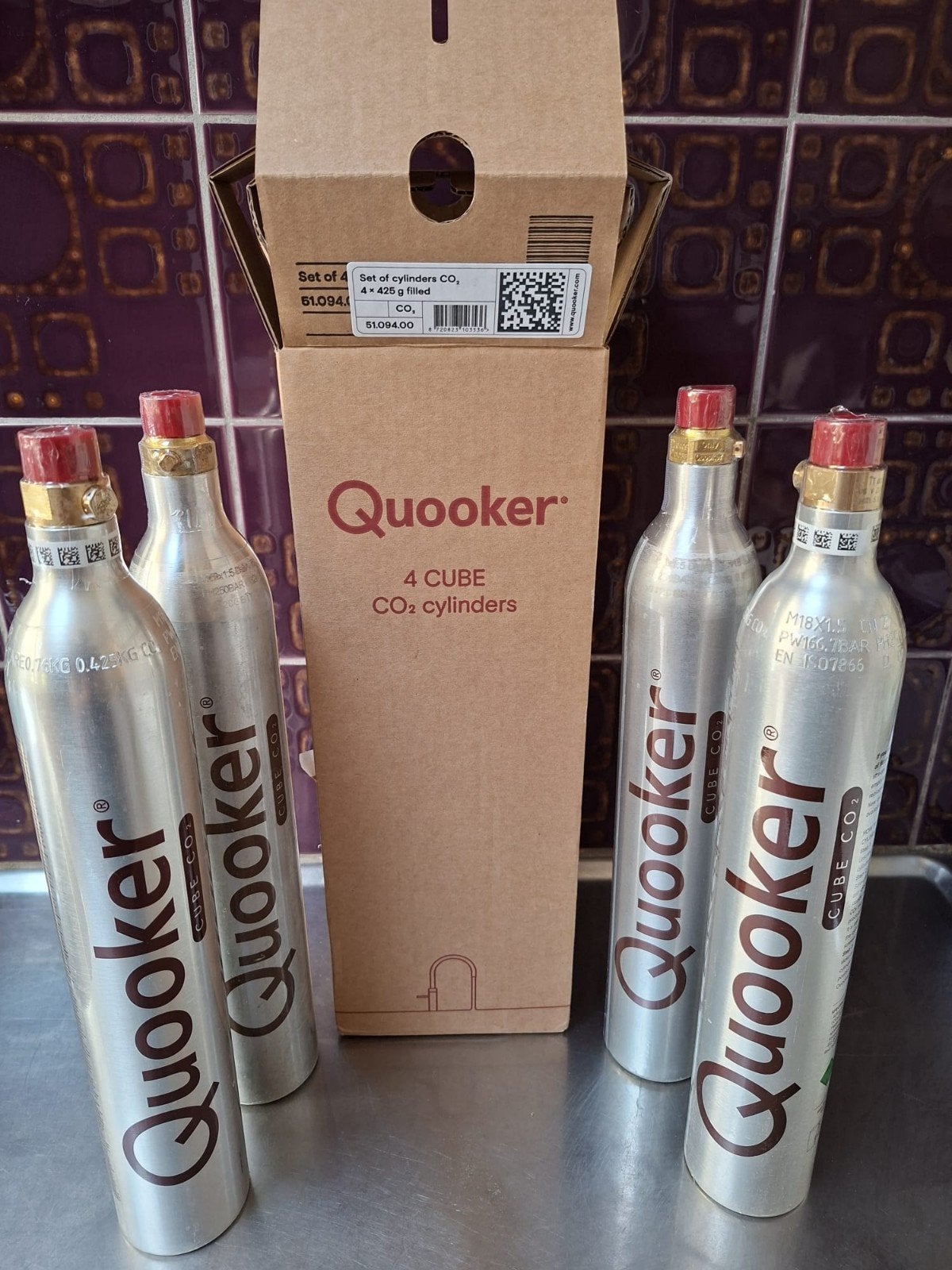 Quooker CUBE CO2 cilinders - 4 stuks (nieuw in doos), Huis en Inrichting, Keuken | Keukenbenodigdheden, Overige typen, Ophalen of Verzenden