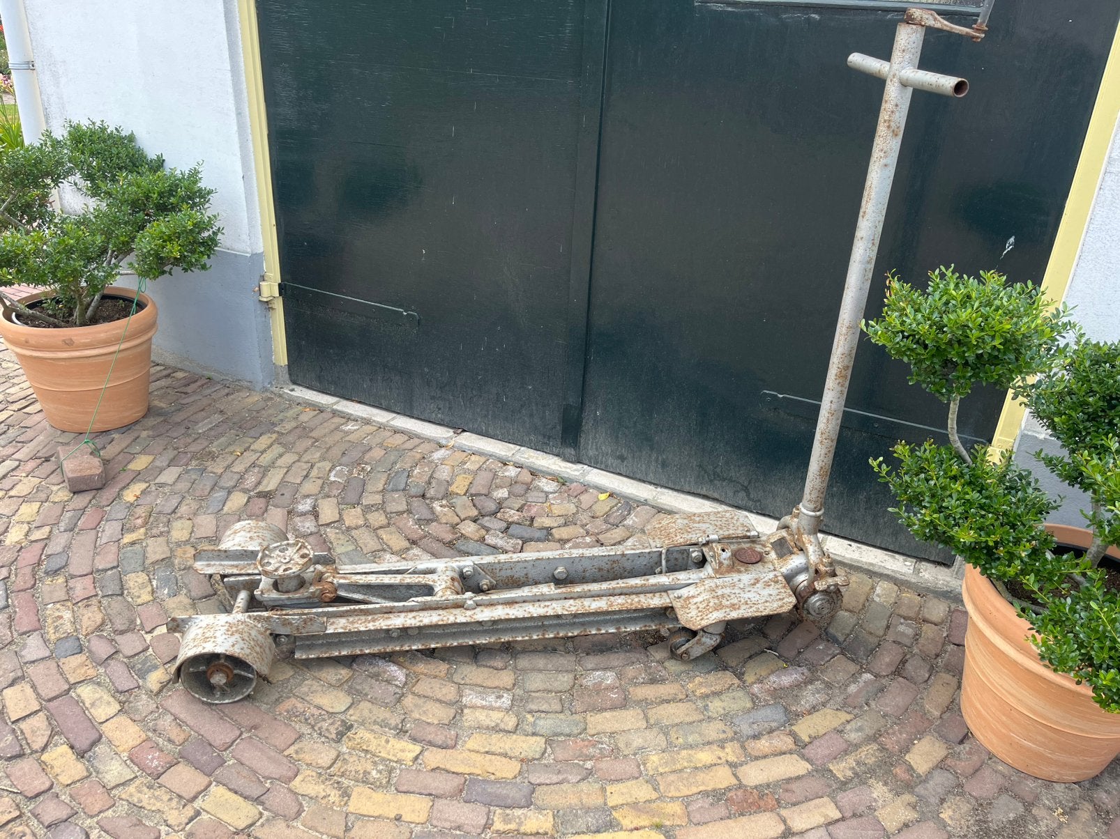 Antieke autokrik, Ophalen, Gebruikt, Hydraulisch, Garagekrik