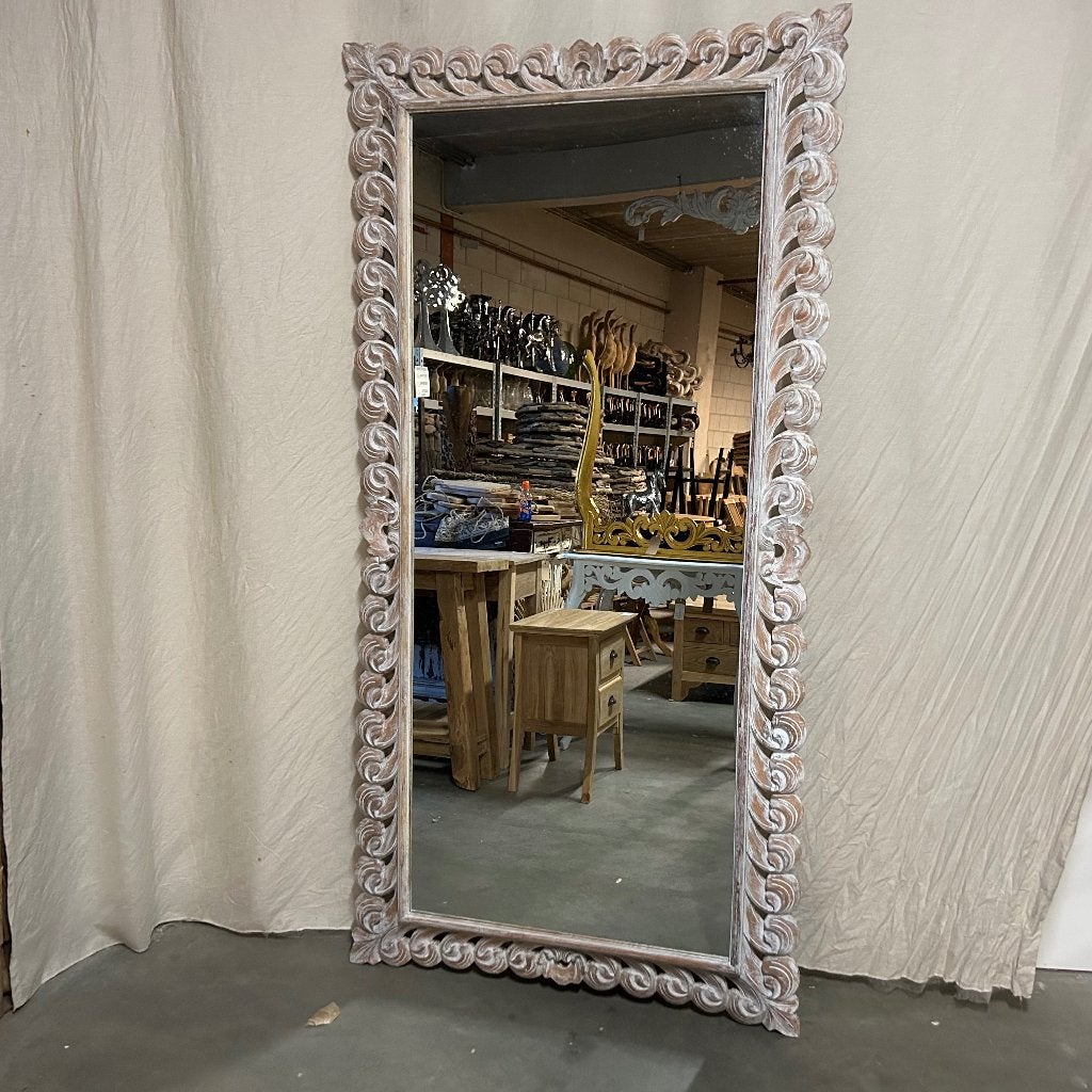barok spiegel – houten lijst - 200 x 100 cm - Gratis bezorgd, TTM Wonen, Meubels – (Perzische) Tapijten en Woonaccessoires, 200 cm of meer