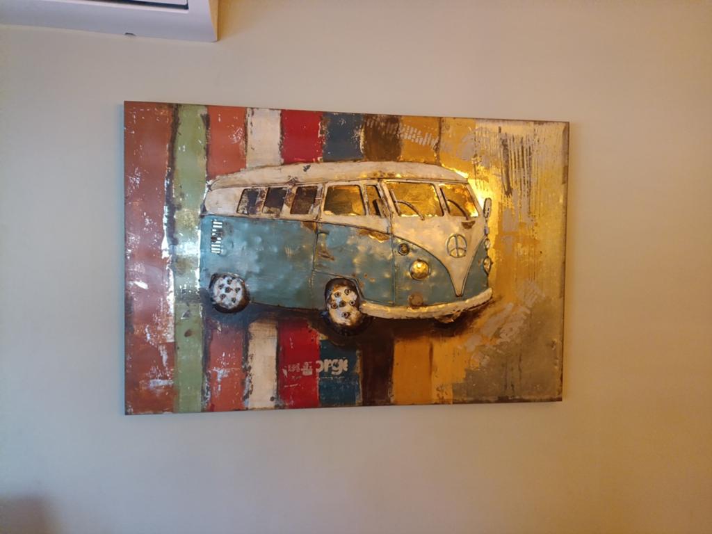 Metalen staal blikken schilderij t1 samba bus vw bus hippie, Ophalen