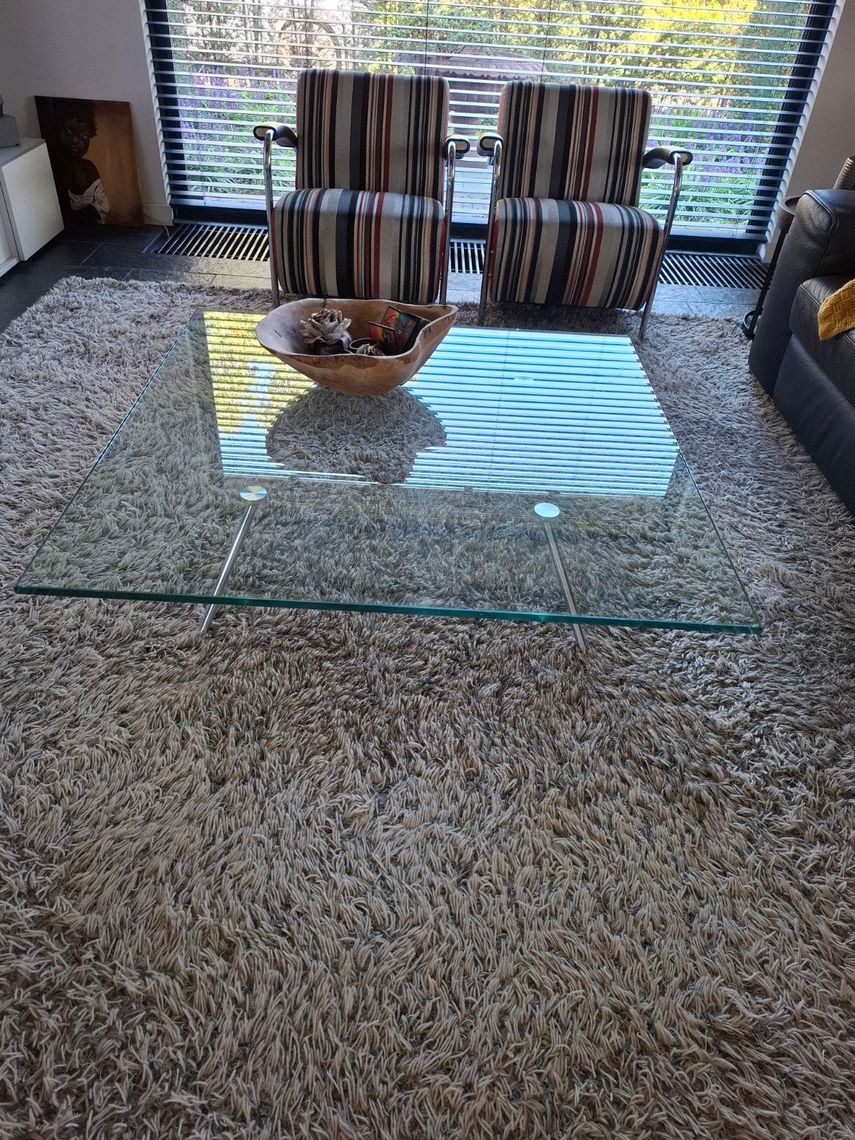 Salontafel Maupertuus van Henk Vos - 120x120x30 cm, Ophalen, Gebruikt, Vierkant, Glas