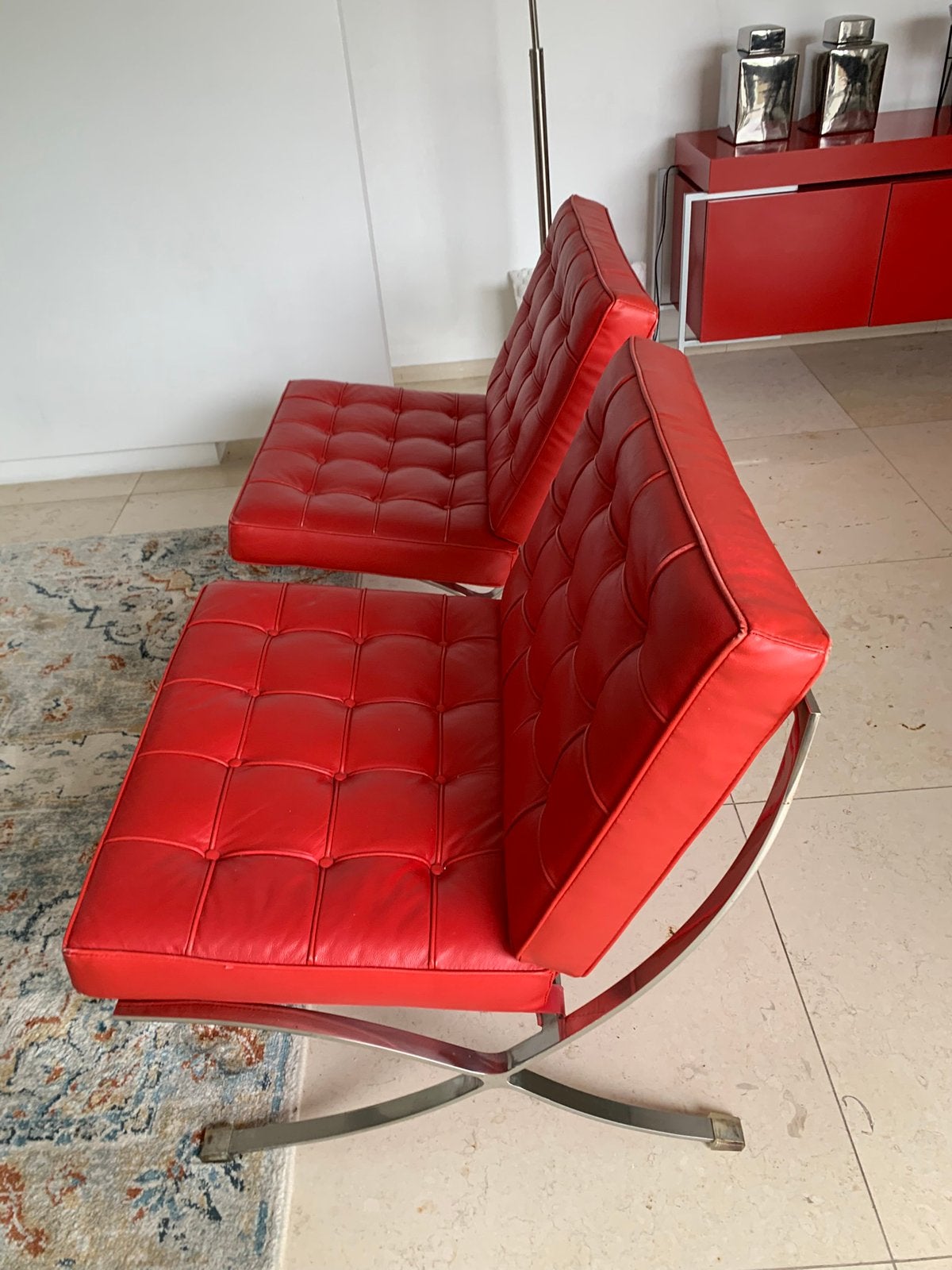 Barcelona chair replicas, Ophalen, Design stoel Barcelona, Zo goed als nieuw, Leer