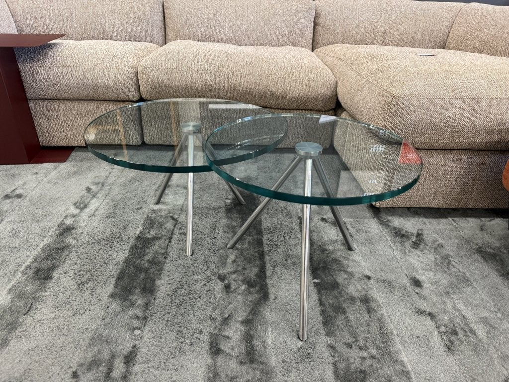2 Nieuw Beek Maupertuus Salontafelset Glas Design Tafel, 100 tot 150 cm, Rond, Nieuw, Glas