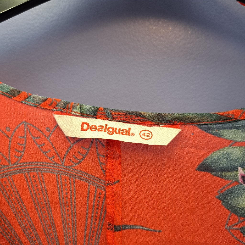 Desigual rode tuniekjurk floral dress maat 42 artnr 48738, ., Maat 42/44 (L), Ophalen of Verzenden, Zo goed als nieuw