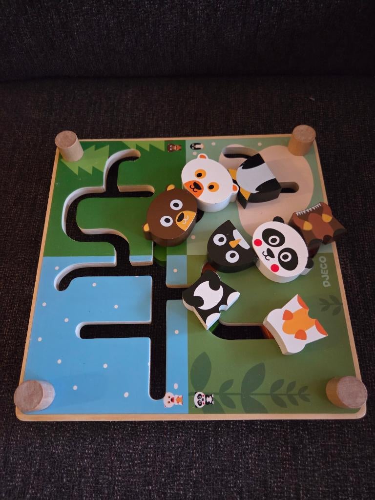 Djeco jungle schuifpuzzel, Ophalen, 2 tot 4 jaar, Zo goed als nieuw, Van hout