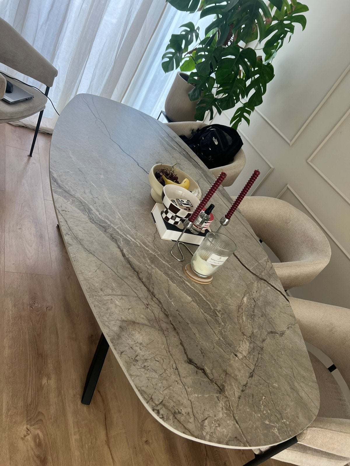 Deens ovale keramische eettafel Table du Sud -  (200x100), Ophalen, 100 tot 150 cm, 200 cm of meer, Zo goed als nieuw